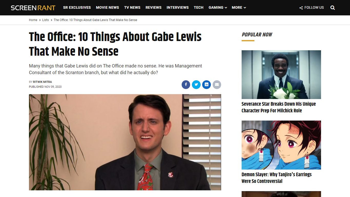 The Office: 10 Things About Gabe Lewis That Make No Sense - ScreenRant